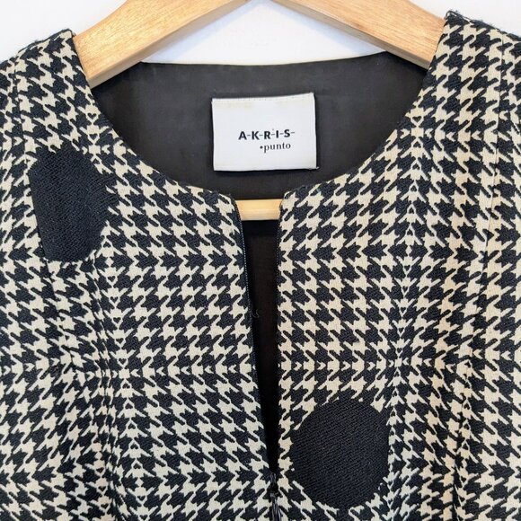 AKRIS PUNTO dress houndstooth polka dot a-line pleated wool - Picture 6 of 14